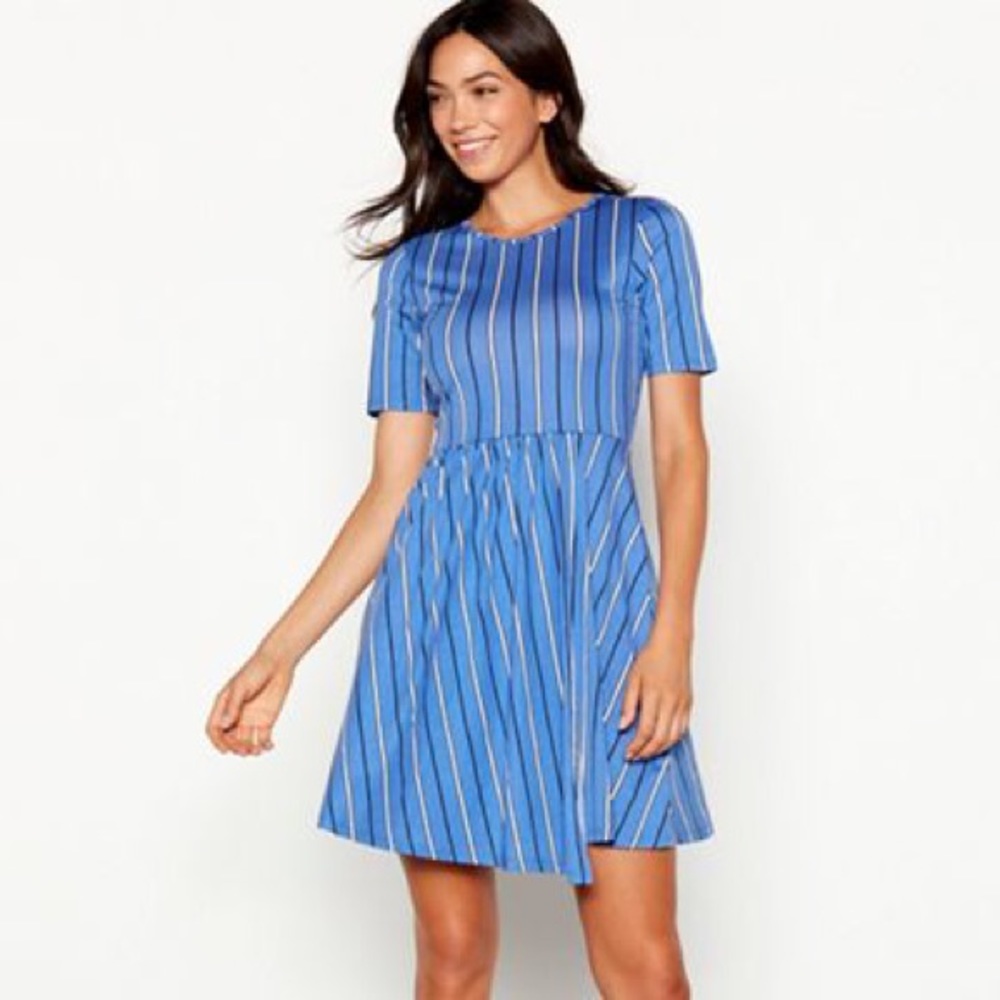 BNWOT Red Herring US 12/14 Blue Stripe Wrap Dress